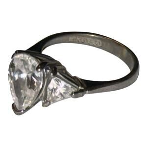 Ana BeCoach Israel 18K GE Ring Size 5 Raised Gemstone Cocktail Rhinestone Silver